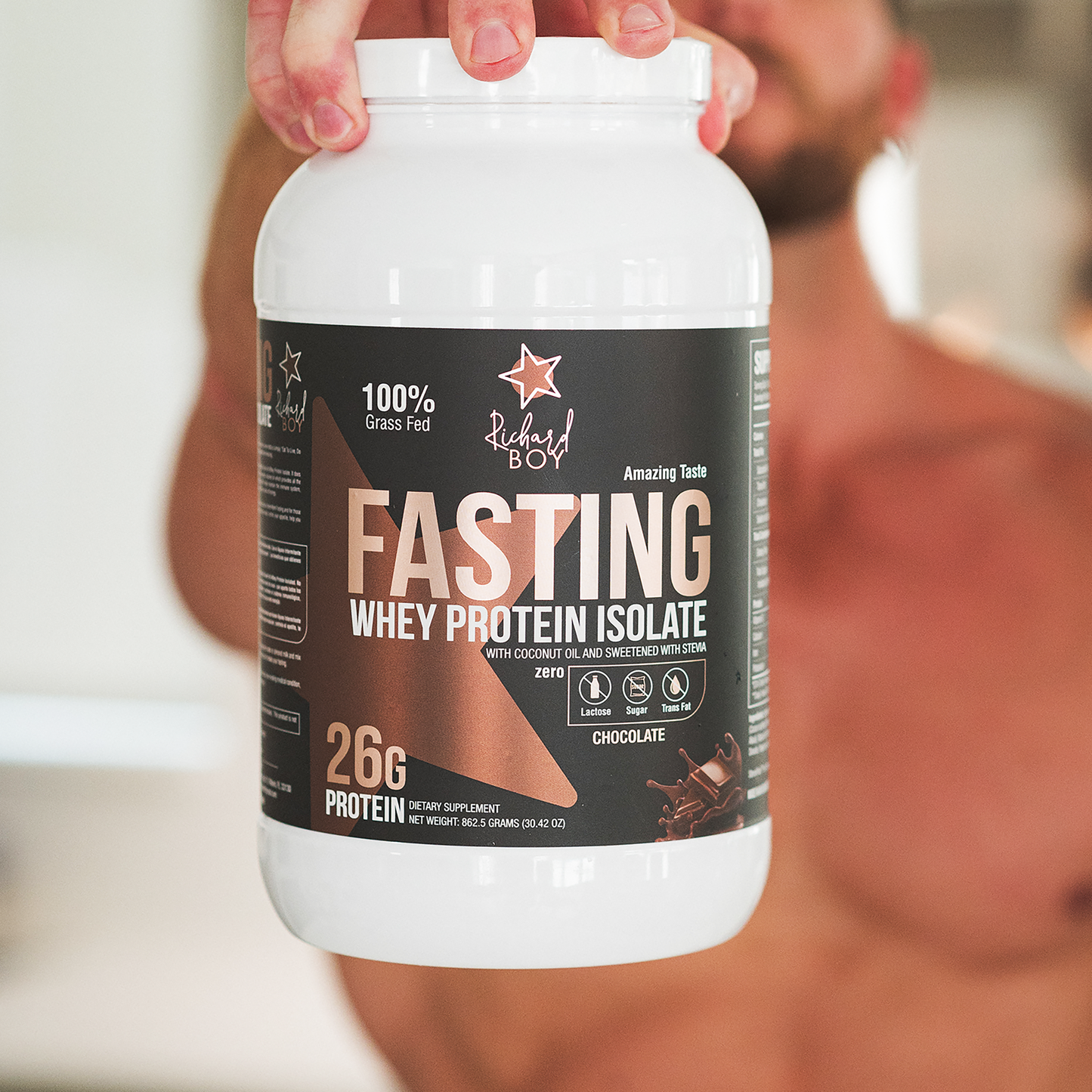 
                  
                    Richard Boy Fasting Whey Protein Isolate Chocolate Flavor- 100% Grass-Fed, Natural Protein Powder, Gluten-Free, Keto, Enriched with Coconut Oil - Chocolate Flavor
                  
                