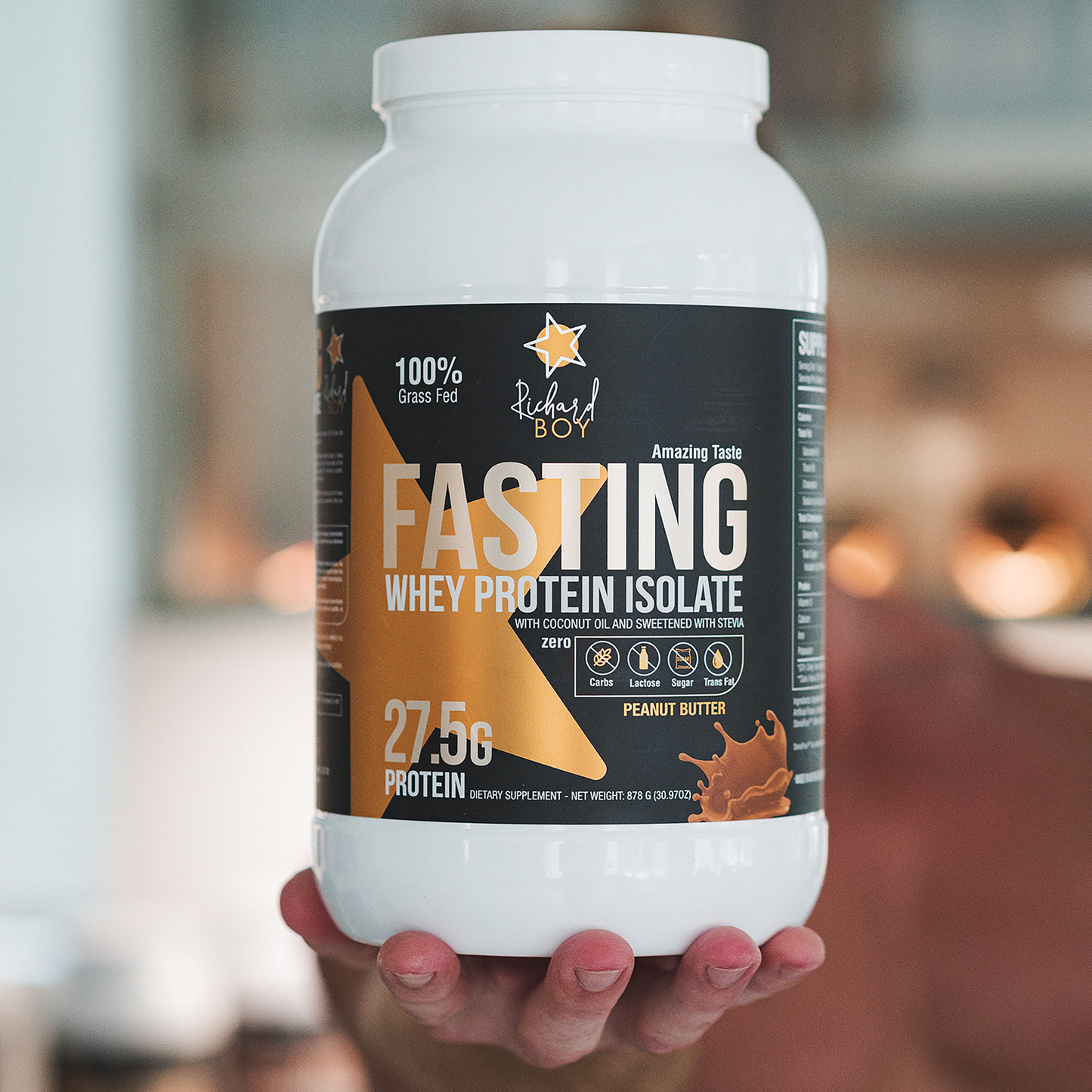 
                  
                    Richard Boy Fasting Whey Protein Isolated Sabor a mantequilla de maní - 100 % alimentado con pasto, proteína natural en polvo, enriquecido con aceite de coco - Sabor a mantequilla de maní.       COMPRA 1 EL OTRO GRATIS
                  
                