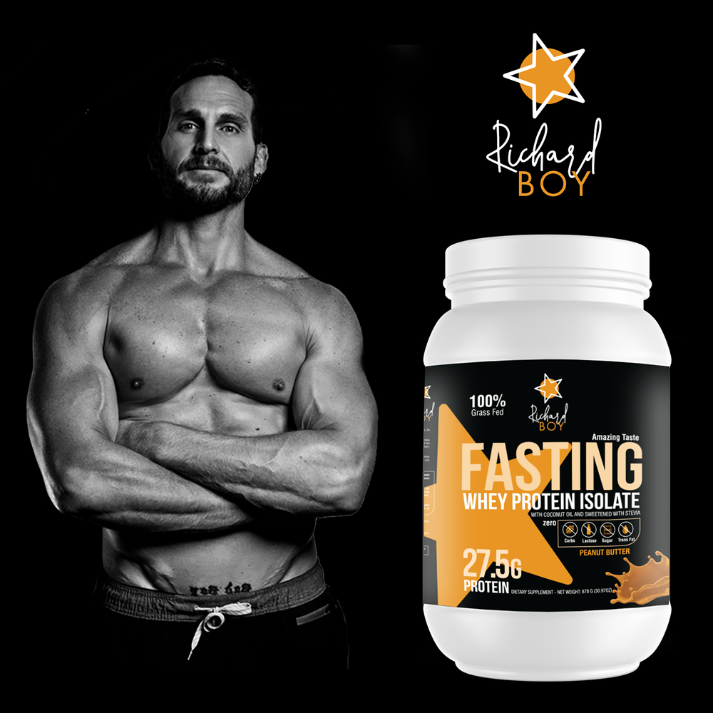 
                  
                    Richard Boy Fasting Whey Protein Isolated Sabor a mantequilla de maní - 100 % alimentado con pasto, proteína natural en polvo, enriquecido con aceite de coco - Sabor a mantequilla de maní.       COMPRA 1 EL OTRO GRATIS
                  
                