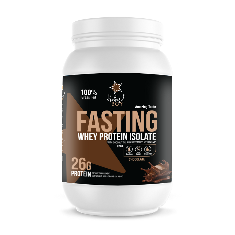 
                  
                    Richard Boy Fasting Whey Protein Isolate Chocolate - 100% Grass-Fed, polvo de proteína natural, sin gluten, enriquecido con aceite de coco - sabor a chocolate
                  
                