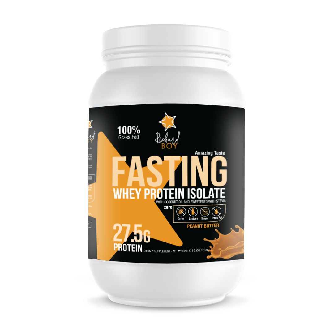 
                  
                    Richard Boy Fasting Whey Protein Isolate Peanut Butter Flavor- 100 % Grass Fed, Natural Protein Powder, Enriched with Coconut Oil - Peanut Butter Flavor
                  
                