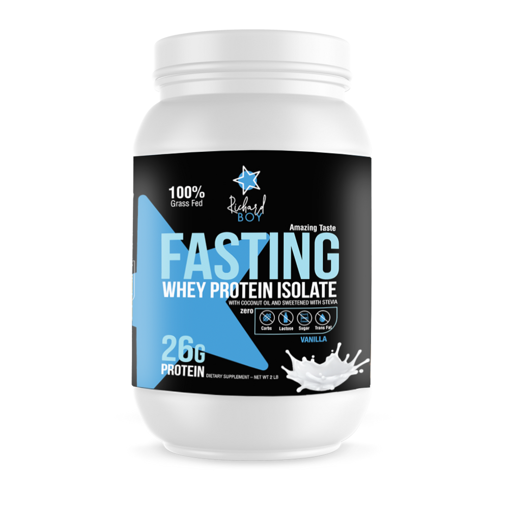 Richard Boy Fasting Whey Protein Isolate -  100% Grass-Fed, Natural Protein Powder - Gluten-Free, Keto - Enriched With Coconut Oil, Vanilla Flavor