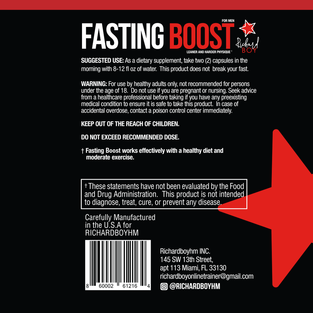 
                  
                    Fasting Boost for Men - Suplemento dietético para un físico más delgado y definido - Diseñado para hombres - 60 cápsulas
                  
                