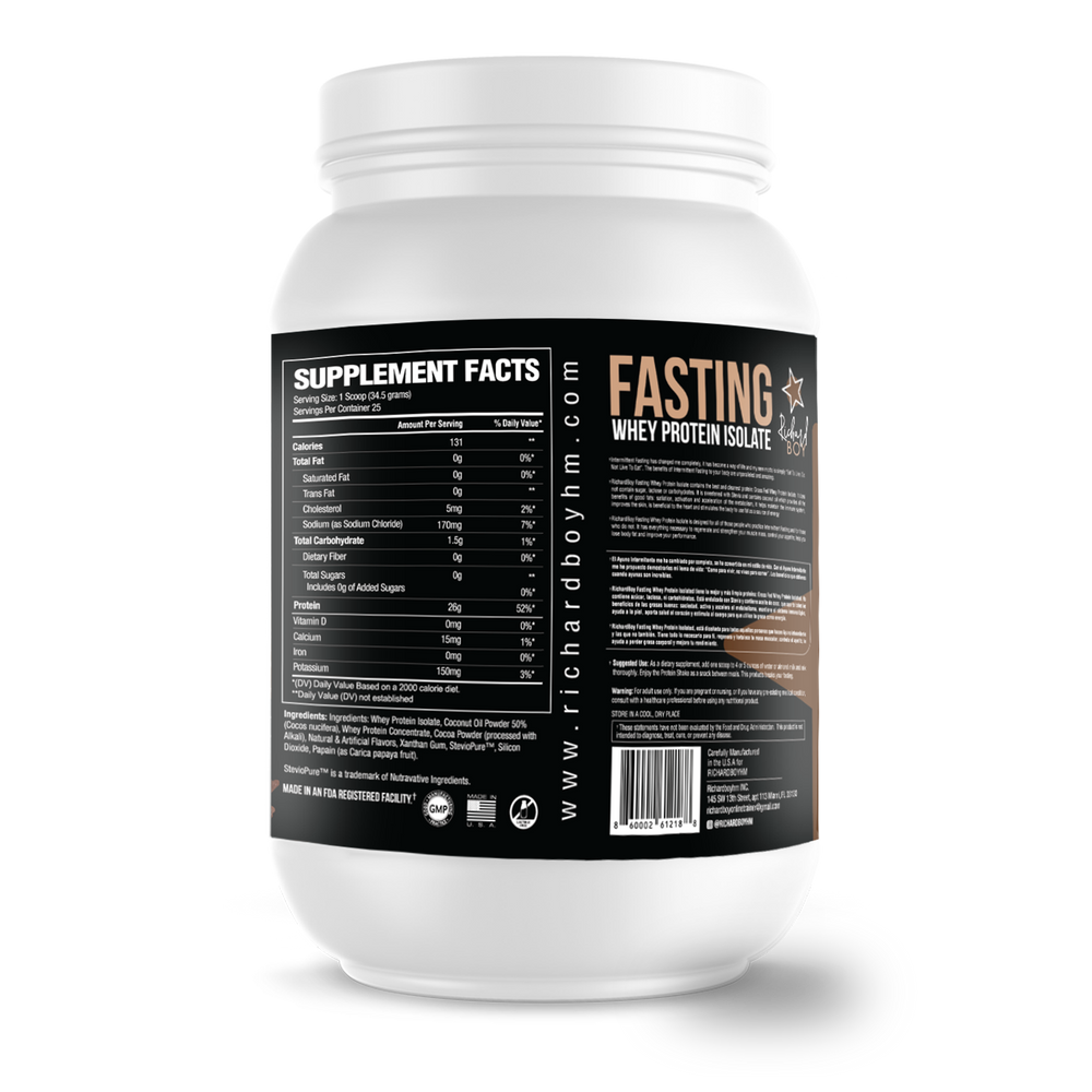 
                  
                    Richard Boy Fasting Whey Protein Isolate Chocolate Flavor- 100% Grass-Fed, Natural Protein Powder, Gluten-Free, Keto, Enriched with Coconut Oil - Chocolate Flavor
                  
                
